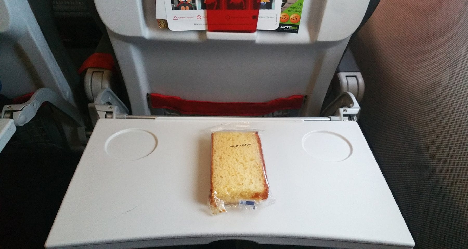 Austrian airlines economy class snack on european flights