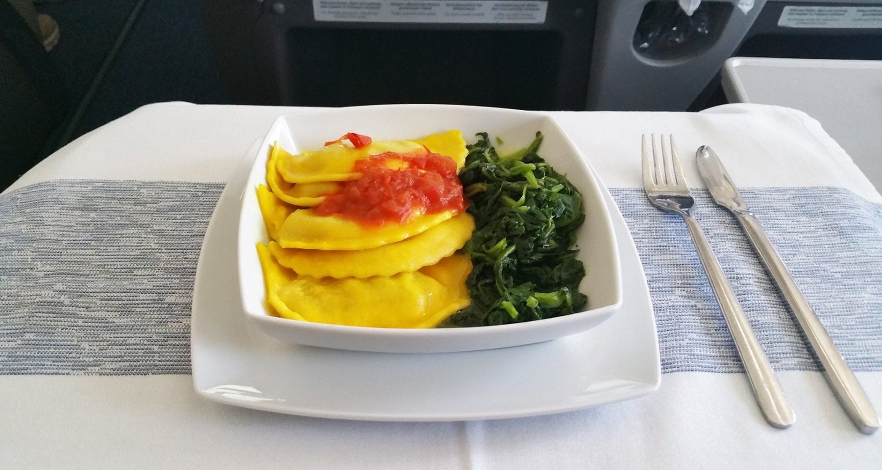 condor business class main meal pasta