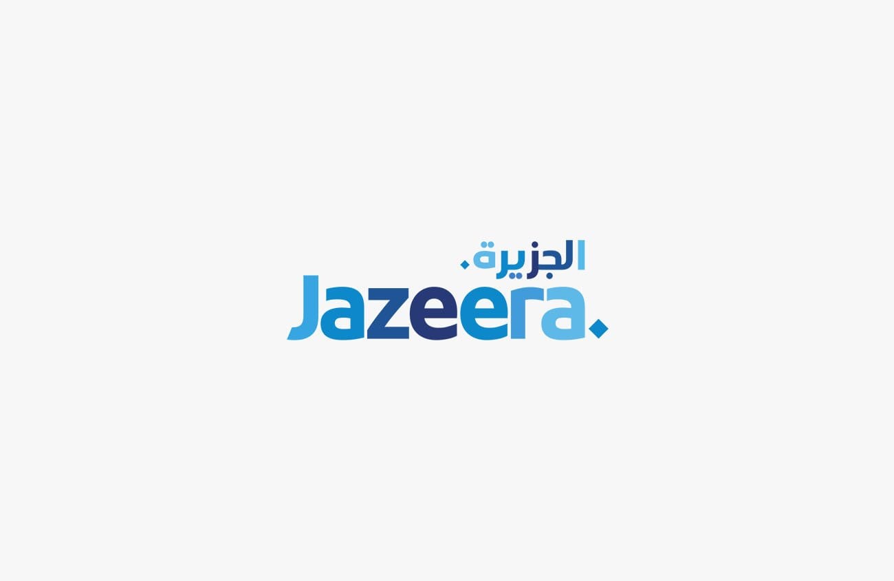 A blue and white logo for Jazera featuring Japan Airlines meals.