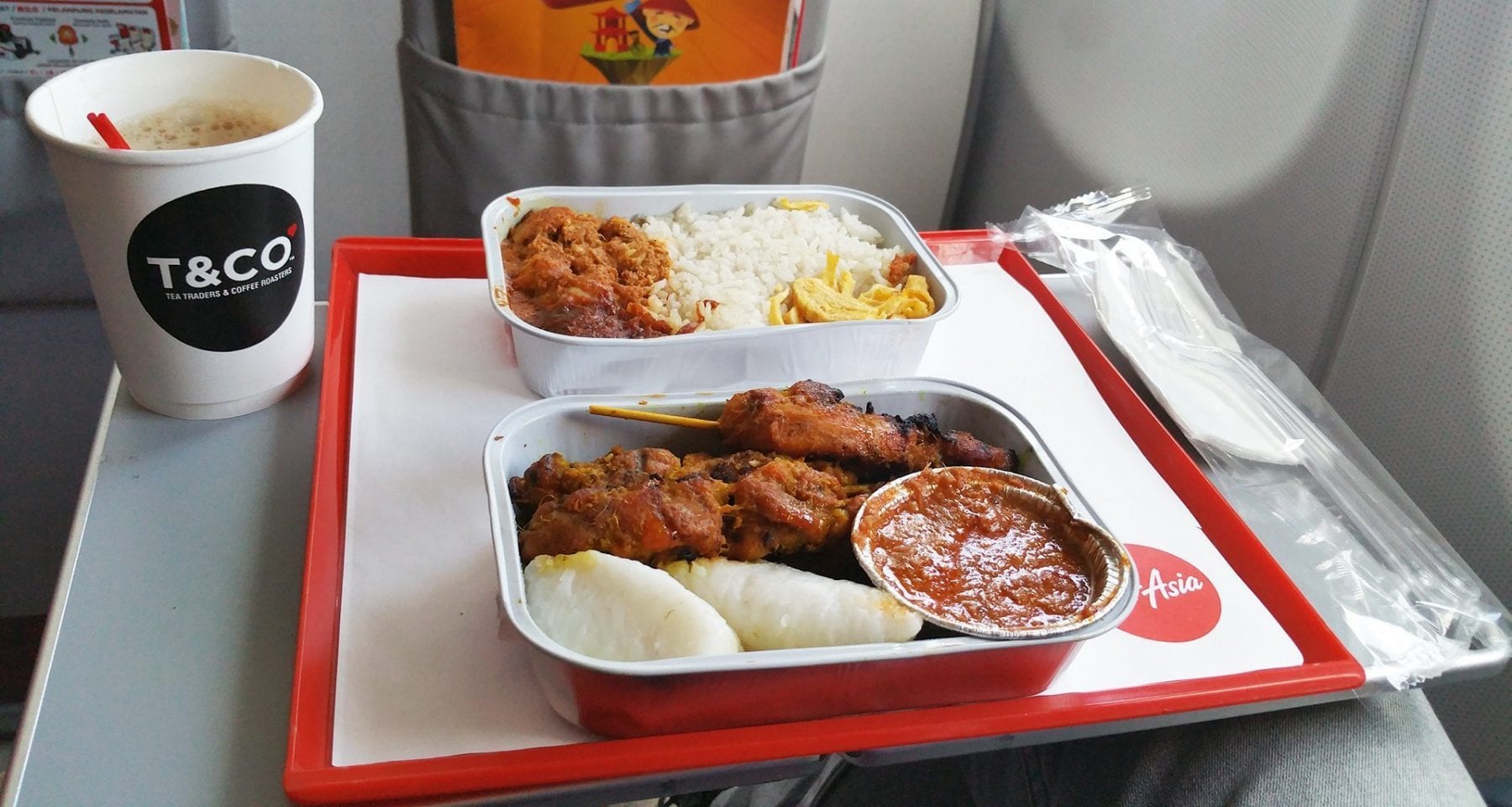 Air Asia Chicken Satay and Nasi Lemak meals