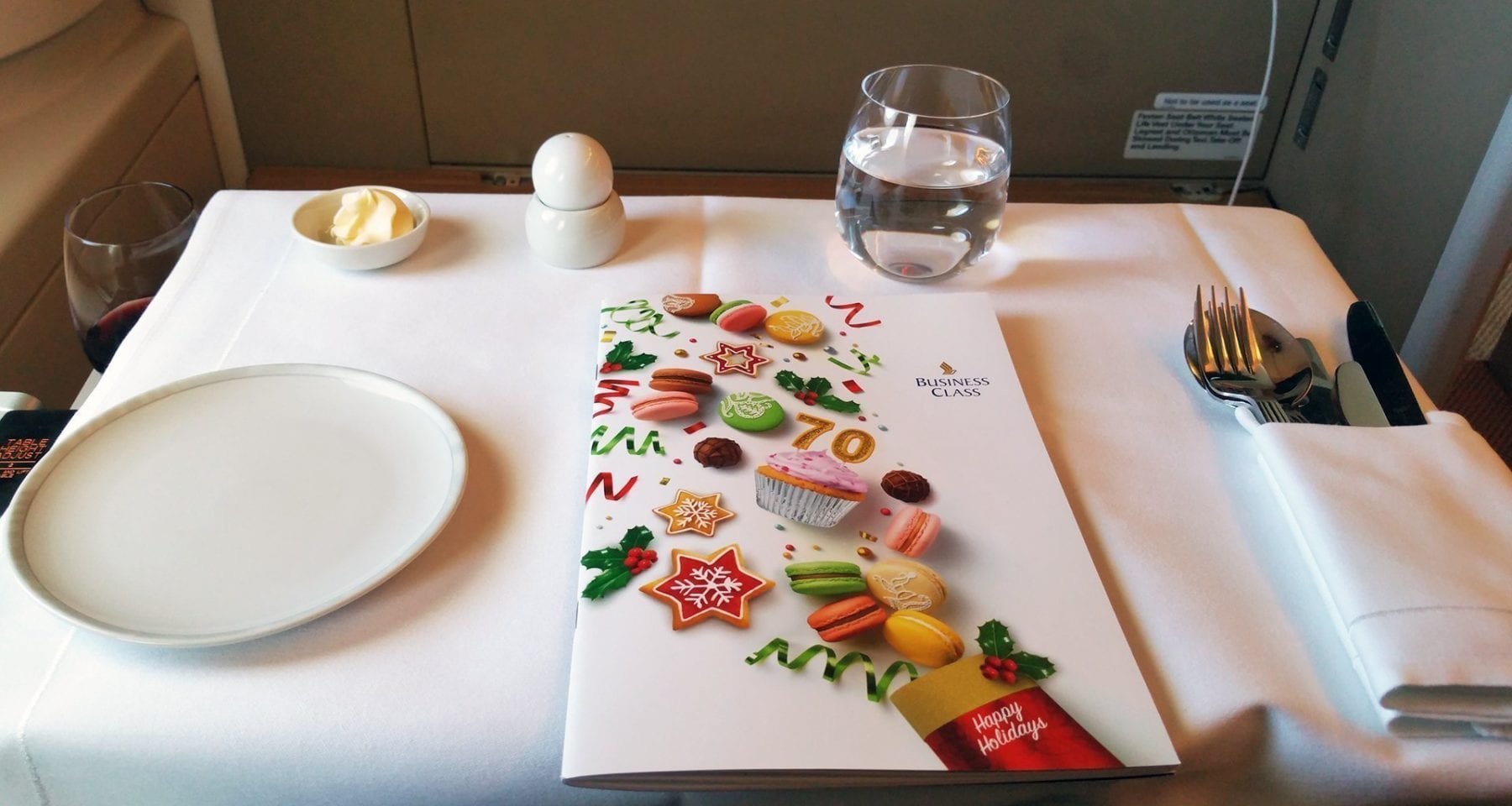 Singapore airlines Business class inflight menu