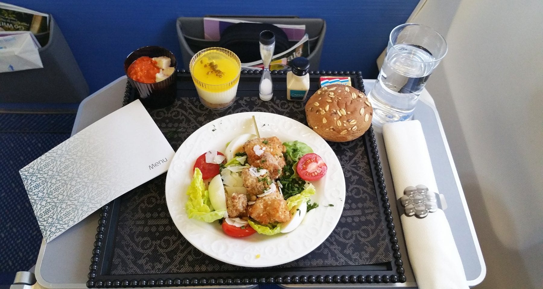 Vienna to Amsterdam with KLM business class meal