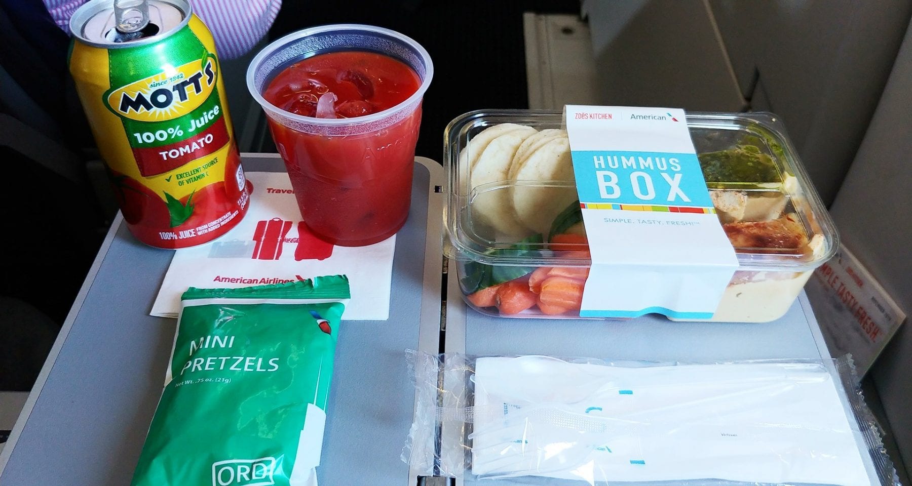 American Airlines hummus box meal